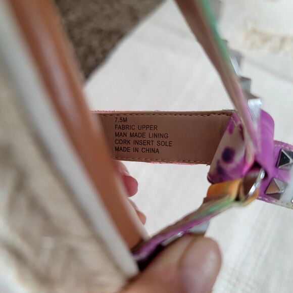 Gianni Bini Rainbow Studded Platform Espadrille Sandals Ankle Straps Size 7.5 - Picture 5 of 6